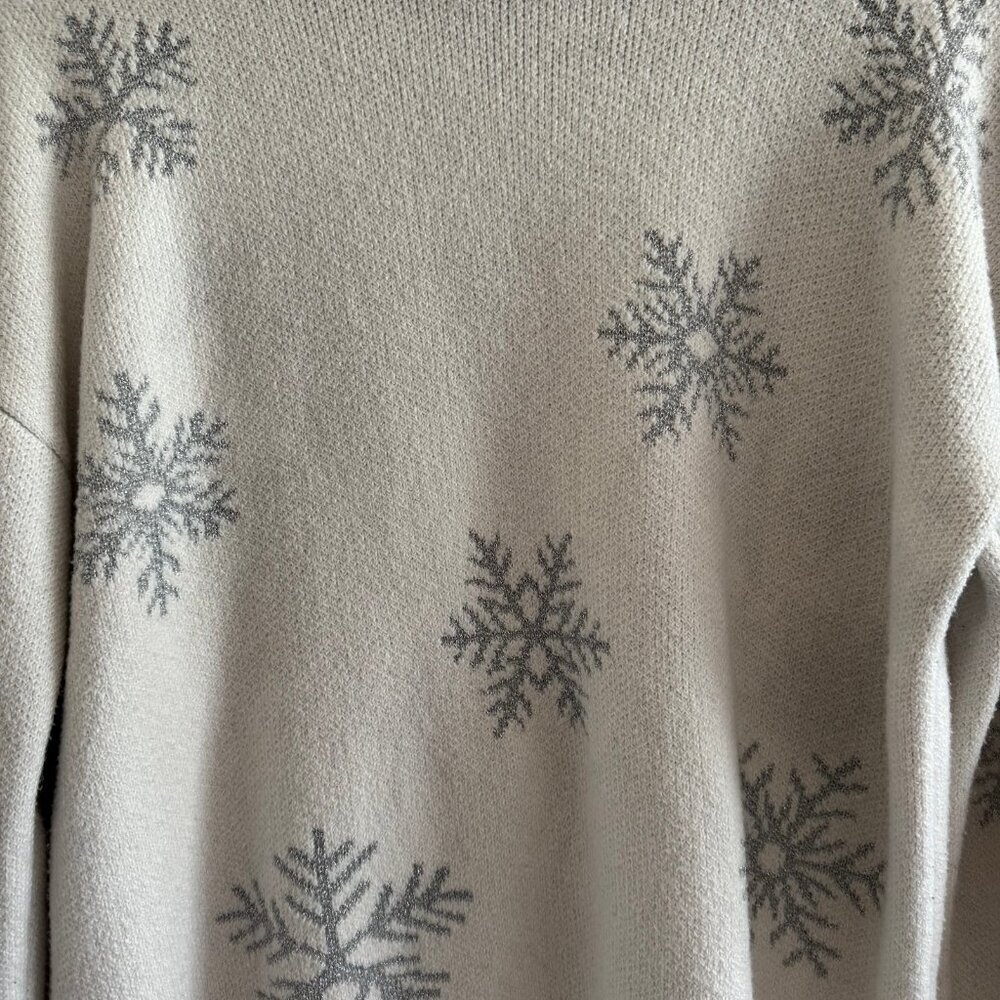 LOFT Snowflake Sweater White Gray Knit Pullover XS - Picture 6 of 6